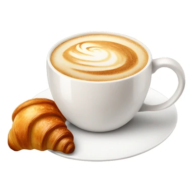 Cup of cappuccino with croissant sticker