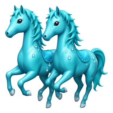 Water Horses run With drops The color is turquoise  sticker