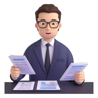 professional male accountant in suit reviewing documents sticker