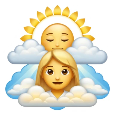 "Create a warm emoji representing morning spiritual awakening. Golden sunrise rays, soft light beams, peaceful clouds, or spiritual symbols like crosses, crescents, or light. No human figures - focus on light, warmth, and divine energy." sticker