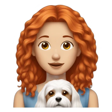 Red-haired girl with Maltese dog sticker