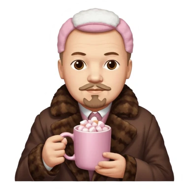 Lenin hold  Light Pink mug of hot chocolate with marshmallows in moscow sticker