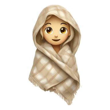 Beige clean girl folded plaid blanket  sticker