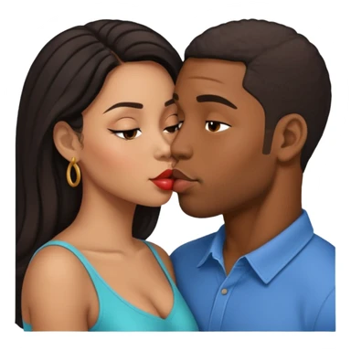 Black man and Latina women kissing  sticker