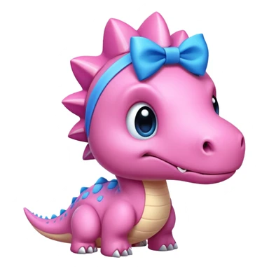 Pink Dinosaur with a Blue bow on head  sticker
