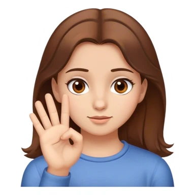 Girl brown hair brown eyes bashful stop it gesture sticker