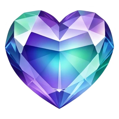 Gradient iridescent purple indigo blue cyan green crystal heart sticker