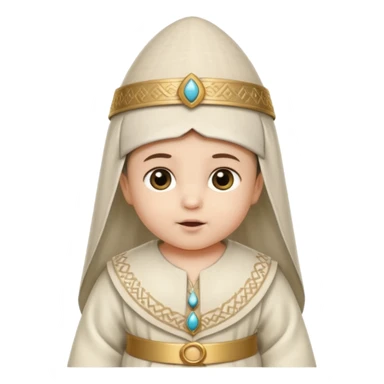 ancient arab baby with conical hat, white sticker