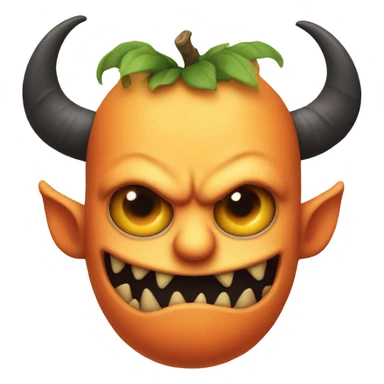 An evil apricot monster with horns. sticker