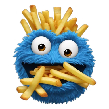 Cookie Monster eating french fries sticker