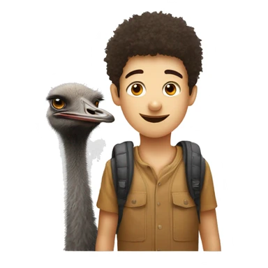 a boy with the head of an ostrich with his friend who has the head of a wild boar sticker