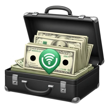 open wifi money filled briefcase sticker