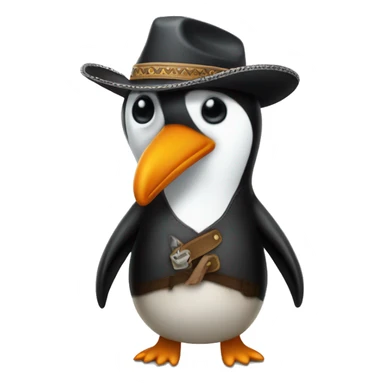 Pingüino con sombrero de vaquero  sticker