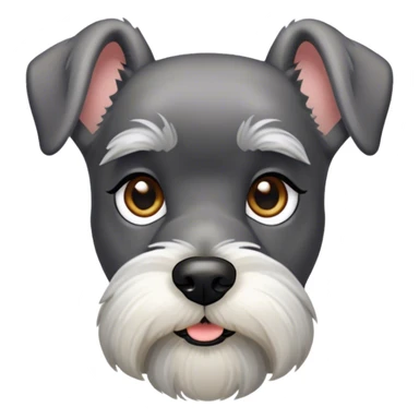 Cinematic Noble Miniature Schnauzer Portrait Emoji, Standing with a proud and stately demeanor, showcasing a sharply defined, salt-and-pepper fur with distinguished eyebrows and a confident, alert expression, simplified yet exquisitely detailed, glowing with a refined, dignified radiance, high shine, exuding intelligence and classic noble charm, soft glowing outline, capturing the essence of a noble Miniature Schnauzer that commands attention with effortless style! sticker
