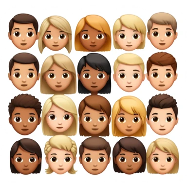 group of children's heads with various hairstyles, fun and diverse sticker
