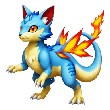 Gabite-Veemon-Digimon-Peppercat-Pokémon-Flamedramon-fusion-animal-hybrid-creature, Full body  sticker