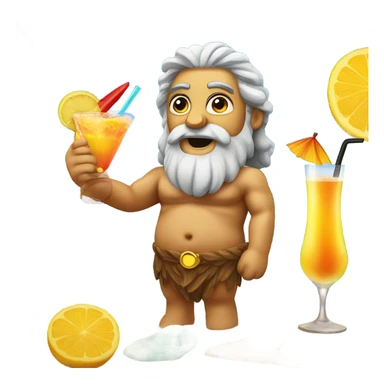 Zeus tanning on a beach drinking a cocktail sticker