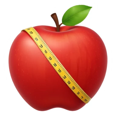 apple with a measuring tape sticker