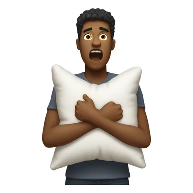 Yelling while holding a pillow sticker