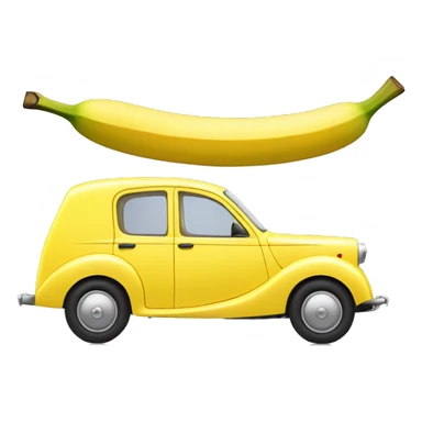 Yellow Austin car in the shape of banana with the English officer inside sticker