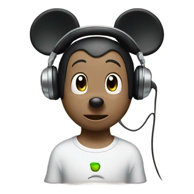 Mickey Mouse wearing Apple headphones sticker
