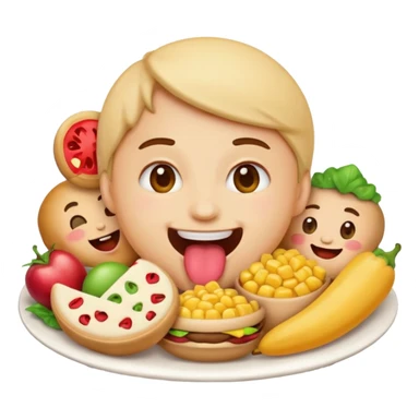 Emoji eating a ton of food sticker
