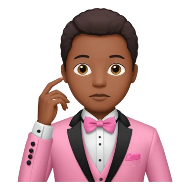 ambitious thinking about moneyemoji, black person, pink tuxedo sticker