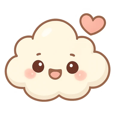 chibi sticker-style cloud with a heart accent, cute and exaggerated sticker