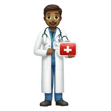 Doctor holding a signage saying “please put me in the ER PM shift” sticker