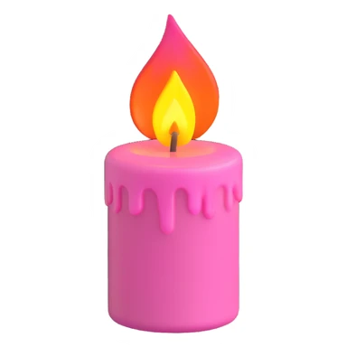 A pink candle with a flame on it, viewed from top to gorund. sticker