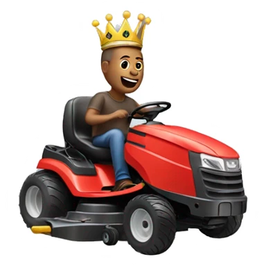 dad riding a lawnmower with a crown on his head sticker