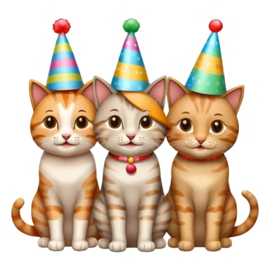  3 happy cats wearing party hats sticker
