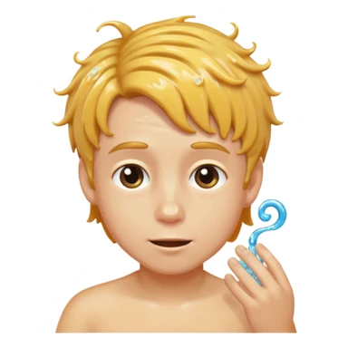 A boy giving herself a swirley sticker