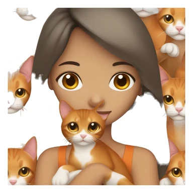 Brunette girl with an orange oriental cat sticker