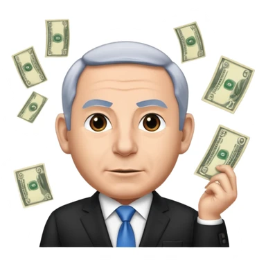 Netanyahu doing a money spread sticker