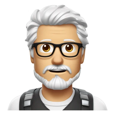 Un homme blanc avec des lunettes de tony stark, avec une barbe de 8cm châtain et les cheveux aussi. Kipa sur la tete devant un ordinateur. Gateau au chocolat croque a la main expression qu’il a adoré le gateau sticker