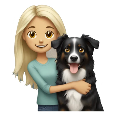 Blonde girl with happy black Australian shepherd sticker