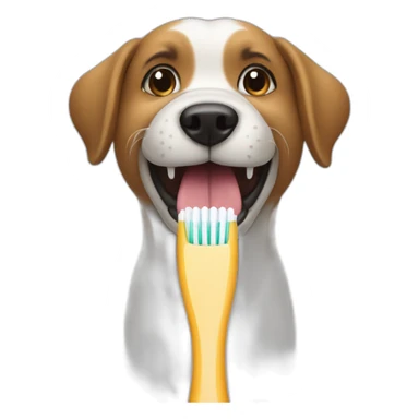 dog with a toothbrush in their mouth sticker