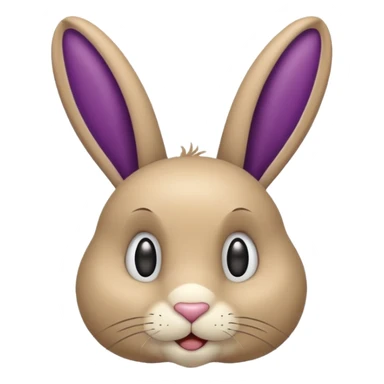 Un lapin beige qui a les oreilles qui tombent  avec une aubergine sur la tête sticker