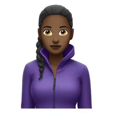 Dark skin black woman with ponytail wearing purple raincoat in the pouring rain sticker