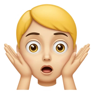 shocked emoji, hands on cheeks, wide eyes, yellow face, no text sticker