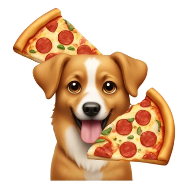 Dog with pizza sticker