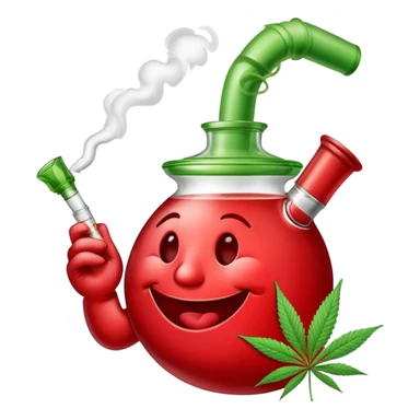Kool-Aid Man smoking a bong with a cannabis leaf sticker