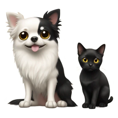 Fluffy chihuahua with black cat sticker