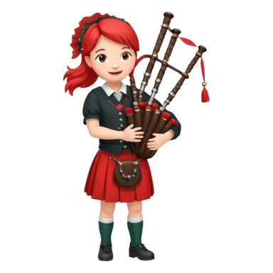 scotch girl playing bagpipe full body red skirt sticker
