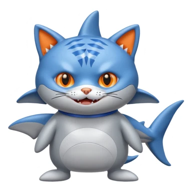 cat wearing shark costume sticker