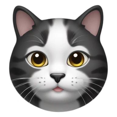 cute chubby black-and-white-cat sticker