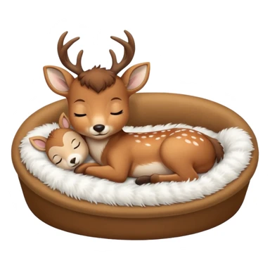 Cute Baby Deer sleeps in Bed sticker