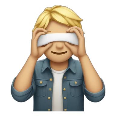 Shy person covering his eyes with his hands sticker