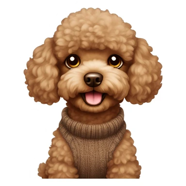 Fluffy toy poodle wearing a brown sweater sticker